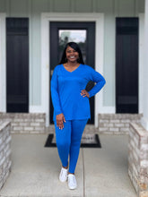 Sharon V-Neck Set (Ocean Blue)
