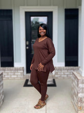 Sharon V-Neck Set (Brown)