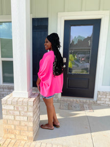 Kate Puff Sleeve Top (Neon Fuchsia)