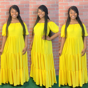 Brooke Plus Maxi Dress (Yellow)