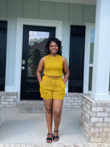Kori Stripe Short Set (Yellow)