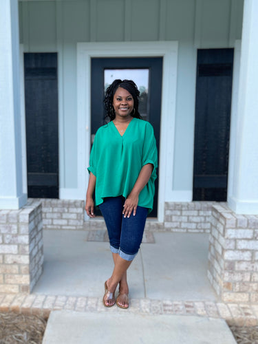 Kate Puff Sleeve Top (Kelly Green)