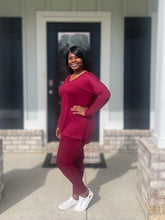 Sharon V-Neck Set (Dark Burgundy)