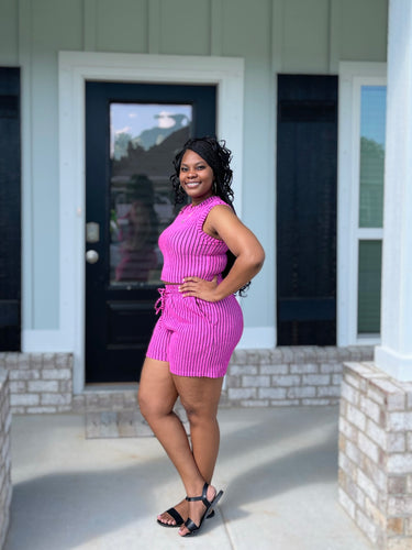 Kori Stripe Short Set (Pink)
