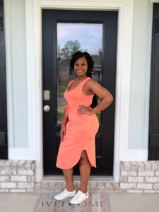 Hailey Midi Dress (Flamingo)