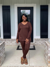 Sharon V-Neck Set (Brown)