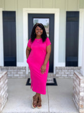 Kellie Midi Dress (Hot Pink)