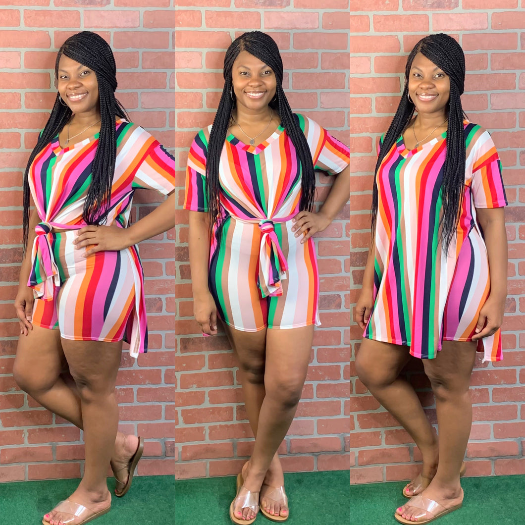 Kaci Short Set (Multi Stripe)