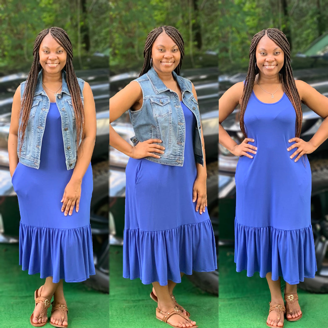 Sherri Ruffle Dress (Blue)