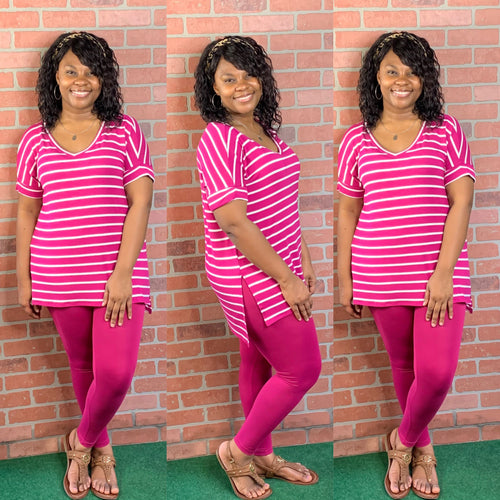 Vicki Stripe Set (Magenta/Ivory)