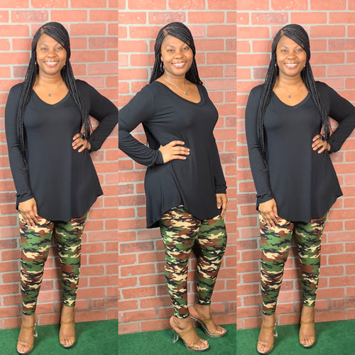 Alissa Long Sleeve Set (Black/Camo)