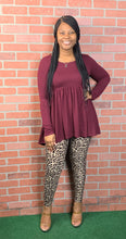 Layla Long Sleeve Set (Burgundy/Leopard)